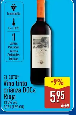 ALDI EL COTO Vino tinto crianza DOCa Rioja oferta