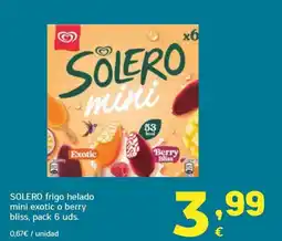 HiperDino SOLERO frigo helado mini exotic o berry bliss, pack 6 uds. oferta