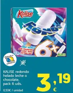 HiperDino KALISE redondo helado leche o chocolate, pack 6 uds. oferta
