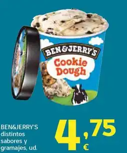 HiperDino BEN&JERRY'S distintos sabores y gramajes, ud. oferta