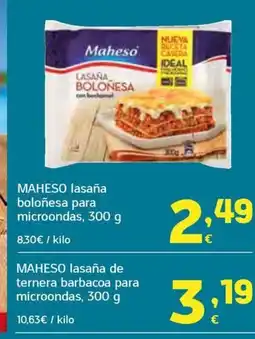 HiperDino MAHESO lasaña boloñesa para microondas oferta