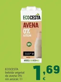 HiperDino ECOCESTA bebida vegetal de avena 0% sin azúcar oferta