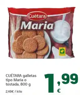 HiperDino CUÉTARA galletas tipo Maria o tostada oferta