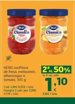 HiperDino HERO confitura de fresa, melocotón, albaricoque o tomate oferta
