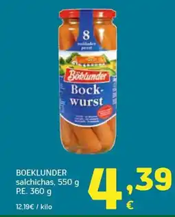 HiperDino BOEKLUNDER salchichas oferta