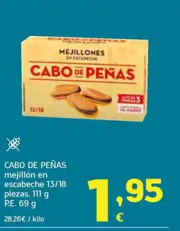 HiperDino CABO DE PEÑAS mejillón en escabeche 13/18 piezas oferta