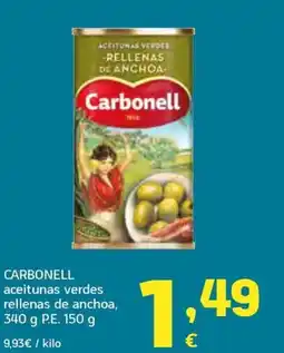HiperDino CARBONELL aceitunas verdes rellenas de anchoa oferta