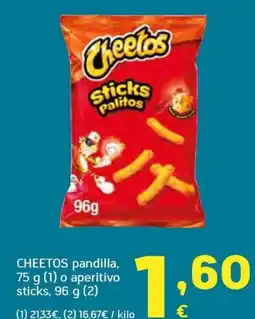 HiperDino CHEETOS pandilla, o aperitivo sticks oferta