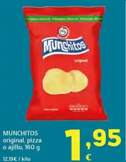 HiperDino MUNCHITOS original, pizza o ajillo oferta