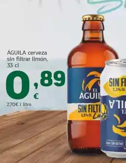 HiperDino ÁGUILA cerveza sin filtrar limón oferta