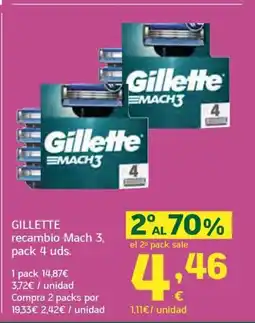 HiperDino GILLETTE recambio Mach 3, pack 4 uds. oferta