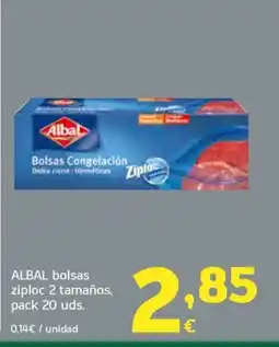 HiperDino ALBAL bolsas ziploc 2 tamaños, pack 20 uds. oferta
