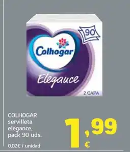 HiperDino COLHOGAR servilleta elegance, pack 90 uds. oferta