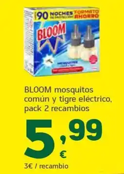 HiperDino BLOOM mosquitos común y tigre eléctrico, pack 2 recambios oferta