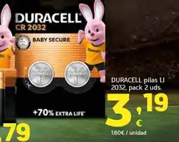 HiperDino DURACELL pilas LI 2032, pack 2 uds. oferta