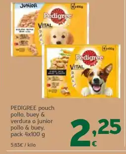 HiperDino PEDIGREE pouch pollo, buey & verdura o junior pollo & buey oferta