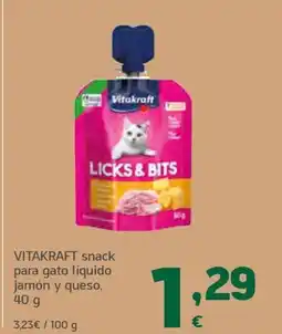 HiperDino VITAKRAFT snack para gato líquido jamón y queso oferta