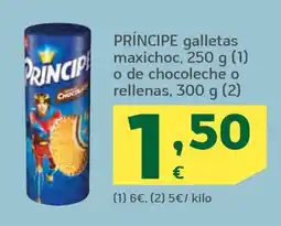HiperDino PRÍNCIPE galletas maxichoc, o de chocoleche o rellenas oferta
