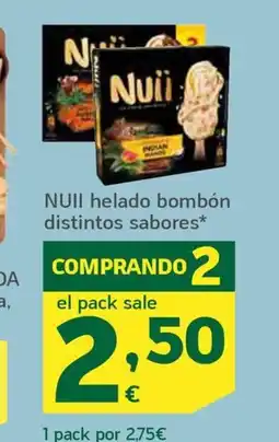 HiperDino NUII helado bombón distintos sabores oferta