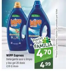 Coviran WIPP Express Detergente azul o limpio y liso gel 28 dosis oferta