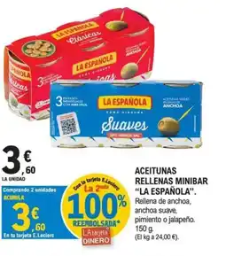 E.Leclerc LA ESPAÑOLA Aceitunas rellenas minibar oferta