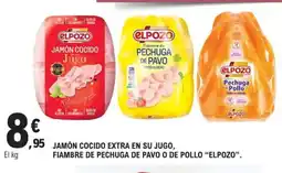 E.Leclerc ELPOZO Jamón cocido extra en su jugo, fiambre de pechuga de pavo o de pollo oferta