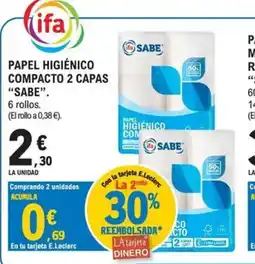 E.Leclerc SABE Papel higiénico compacto 2 capas oferta