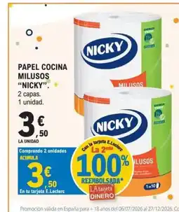 E.Leclerc NICKY Papel cocina milusos oferta