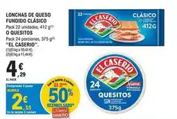 E.Leclerc El caserío - lonchas de queso fundido clasico o questos oferta