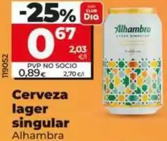 Dia Alhambra - cerveza lager singular oferta