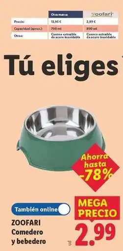 Lidl Zoofari - comedero y bebedero oferta