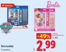 Lidl Barbie - set escolar oferta