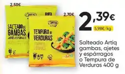 FROIZ Artiq salteado gambas ajetes espárragos o tempura de verduras oferta