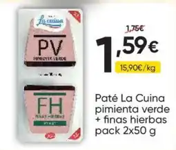 FROIZ La Cuina paté pimienta verde + finas hierbas oferta