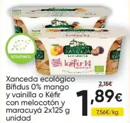 FROIZ Xanceda ecologico Bifidus 0% mango y vainilla o Kefir con melocoton y maracuya oferta