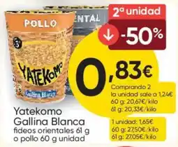 FROIZ Yatekomo Gallina Blanca fideos orientales 61 g o pollo 60 g unidad oferta