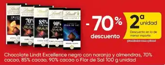 Lindt Excellence chocolate negro con naranja y almendras 70% cacao 85% cacao 90% cacao o flor de sal