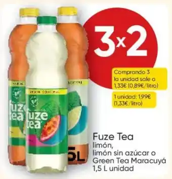 Fuze Tea limón, limón sin azúcar o Green Tea Maracuyá