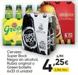 FROIZ Super Bock Negra sin alcohol, Rubia original o Green botella oferta