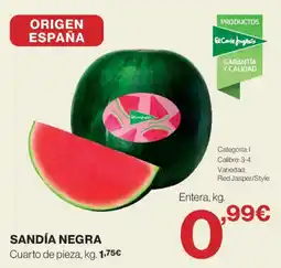 Hipercor El Corte Inglés sandía negra oferta
