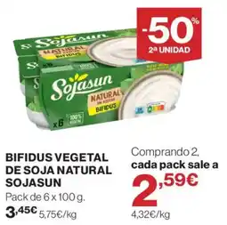 Supercor Sojasun bifidus vegetal de soja natural oferta