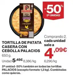 Supercor Palacios tortilla de patata casera con cebolla oferta