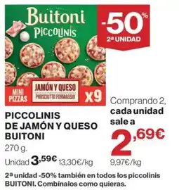 Supercor Buitoni piccolinis de jamón y queso oferta
