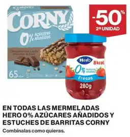 Supercor Hero mermeladas 0% azúcares añadidos y barritas corny oferta