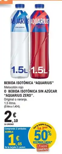E.Leclerc Aquarius bebida isotónica melocotón rojo o aquarius zero oferta