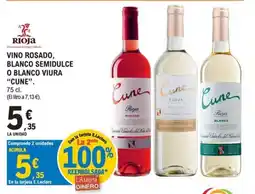 E.Leclerc Cune vino rosado, blanco semidulce o blanco viura oferta