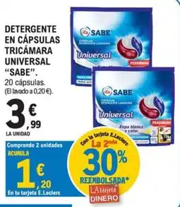 E.Leclerc ifa SABE detergente en cápsulas tricámara universal oferta