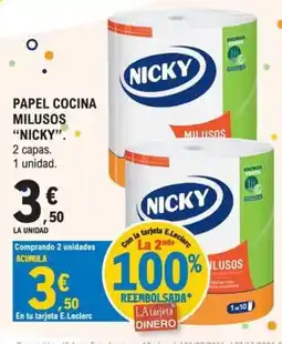 E.Leclerc Nicky papel cocina milusos oferta