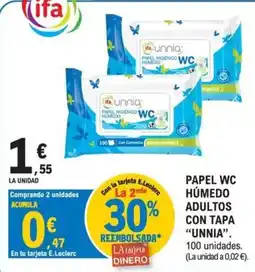 E.Leclerc Unnia papel higiénico húmedo adultos con tapa oferta