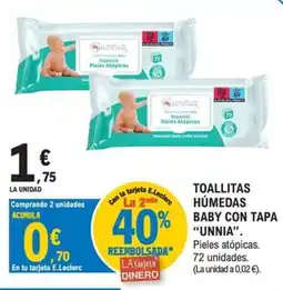 E.Leclerc Unnia toallitas húmedas baby con tapa oferta